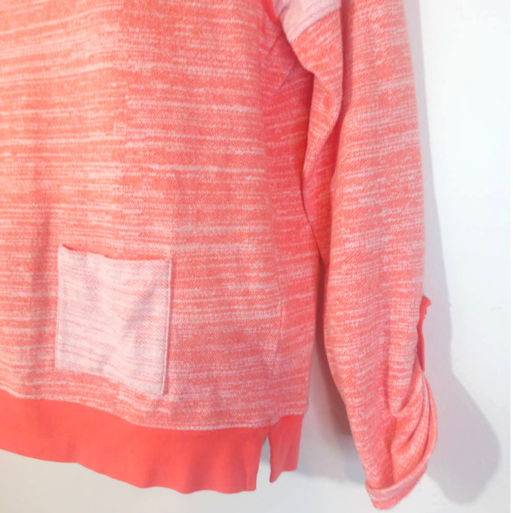 Jones New York Sport Women Sz L Coral Orange Long Sleeve Top With Pocket - Picture 3 of 8